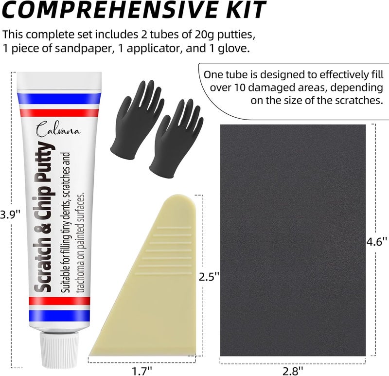 Calvana (2 Pack) 20g Car Body Filler Repair Kit, Automotive Putty Scratch Filler, Quick-Drying Formula for Minor Touch-ups, Ideal for Car Paint Scratch Removal and Rust, Includes Repair Tools - Image 2